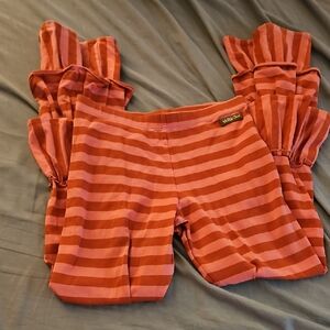 Size 14 Matilda Jane Red‎ and Pink Striped Leggings